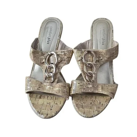 Comfort Plus by Predictions Size 6.5 Cork Print Low Heels - Picture 3 of 7